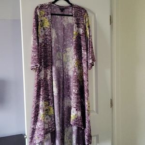 Torrid 0 knit kimono purple, white, lime green